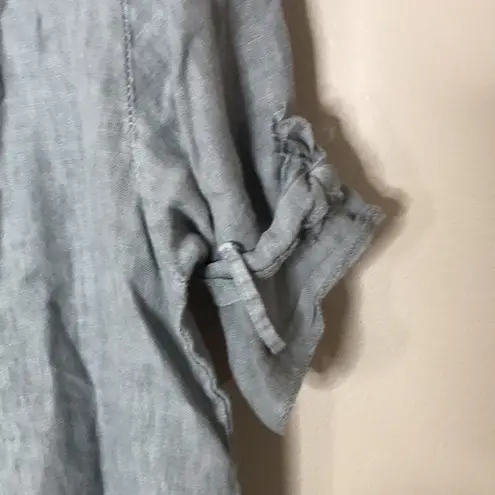 Linen gray ladies midi pullover shirt dress made in Italy lightweight cute Size M
