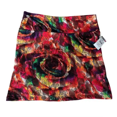Body Central Colorful Floral Lace Mini Skirt - L