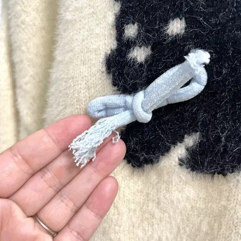 Aelfric Eden Puppy Dog Lover Bow Sweater Fuzzy Cozy Cream size XL