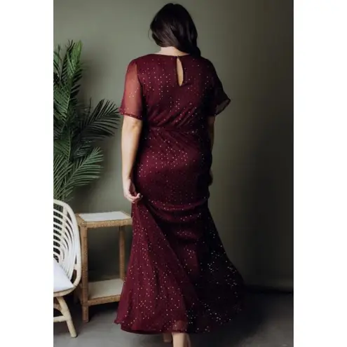 Baltic Born NWT Grace Sparkle Sequin Wrap Gown Maxi Dress Mulberry XXXL