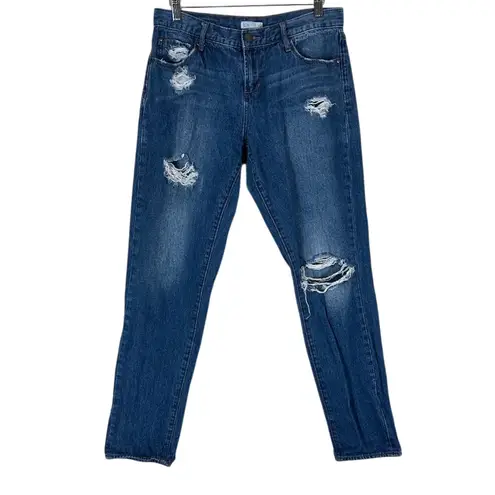 Leith  Distressed Boyfriend Jeans Womens 26 Medium Wash Denim Raw Hem Casual