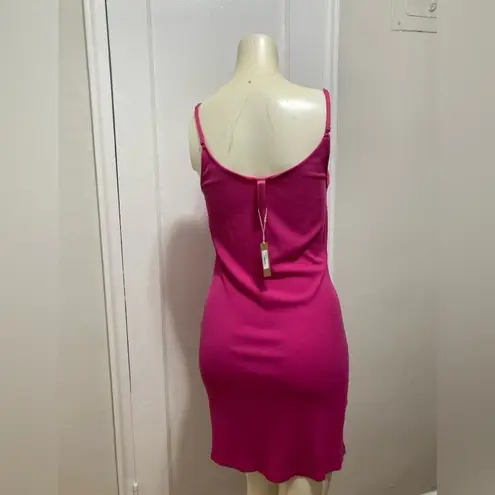SKIMS Size XL Ribbed Hot Pink Soft Lounge Slip Mini Dress Rib NWT