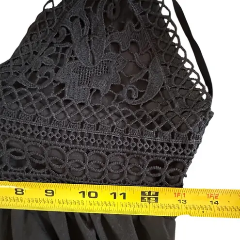 Womens Sundress Multi Layered Spaghetti Strap Backless Bow Mini Swing Dress MED Black