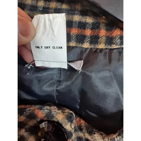 Hot & Delicious Women's Wool-Viscose Check Lined Ruffle Knee-Length CoatSize M