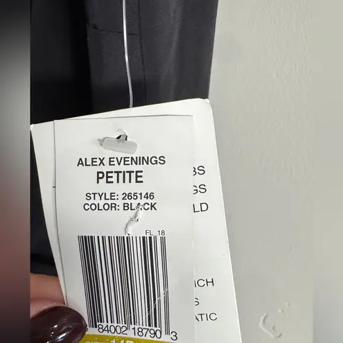 Alex Evenings Beaded Waist Taffeta Sheath DRESS SIZE 14P petite black NWT