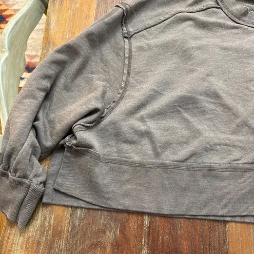 Women's LaBiz Brown Crew Neck Cropped Sweatshirt Small