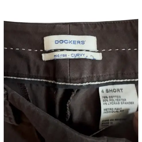 Dockers Womens Brown Metro Curvy Trouser Pants Workwear Casual Size 4 Short