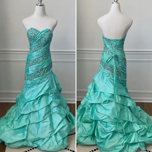 Mac Duggal Mermaid Prom Dress Corset Back Mint 2