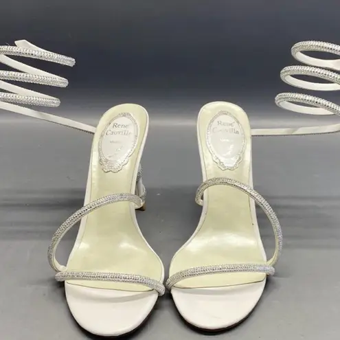 Rene Caovilla Crystal Stripy Sandal Heel Size 35 (Fits US 6 $1,730 worn once Silver