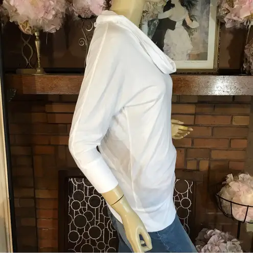 NEW YORK & COMPANY WHITE JERSEY KNIT COWL NECK LONG TUNIC (XS)