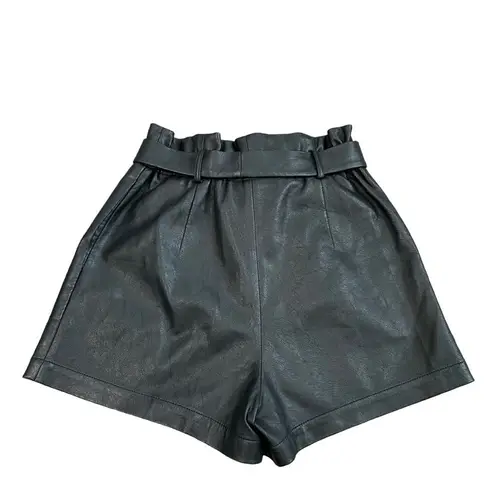 BCBGMAXAZRIA  Faux Leather Paperbag-waist Shorts In Black Size‎ XS Buttery Soft