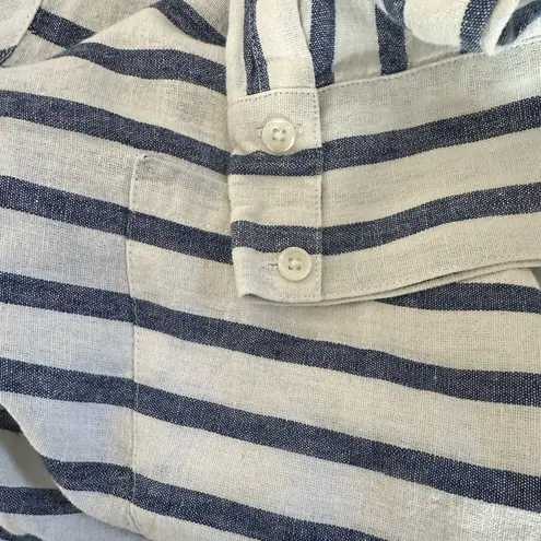 Derek Lam 10 Crosby Linen Blend Stripes Patch Pockets Shirt