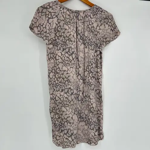 Rebecca Taylor Leopard Animal Print Mini Dress Womens 4 Pink Lightweight Flowy