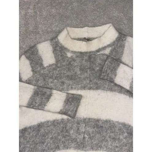 Free People  Lafayette Striped Alpaca Blend Poncho Sweater Cream Gray  SZ‎ XS