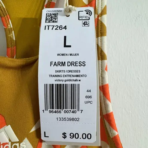 Farm Rio x Adidas Farm Psychedelic Wave Green Dress Victory Gold Size Large New