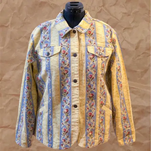 Denim & Co Vintage Yellow . Floral Jacket