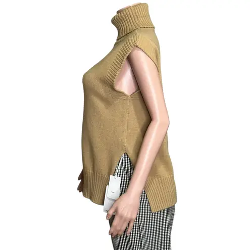 The Frankie Shop Split Hem Roll Neck Wool-Blend Vest, Biscuit, Small