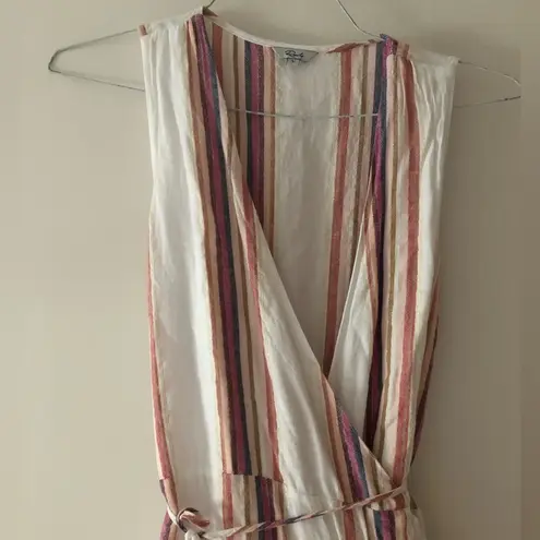 Rails  Madison Ruffle Tie Wrap Mini Dress in Jewel Stripe Metallic Size Large