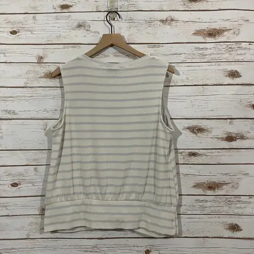 Modcloth  Stripe Ribbed Twist Hem Tank - Ivory/Blue - 1X