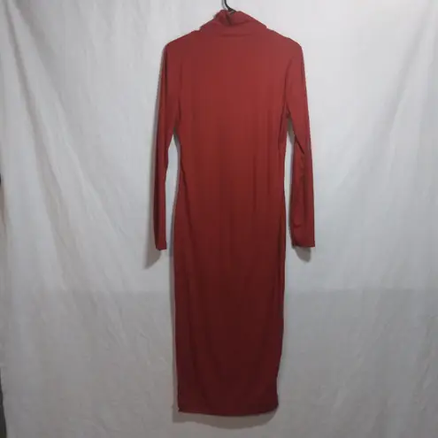 Sweet Adelyn Rust Red Ribbed Turtleneck Long Sleeve Dress Casual Size M Size M