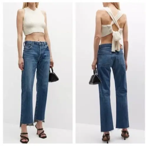 MOUSSY VINTAGE Harris Straight Step Hem Jeans Button Fly Waist 30 Made In Japan Blue