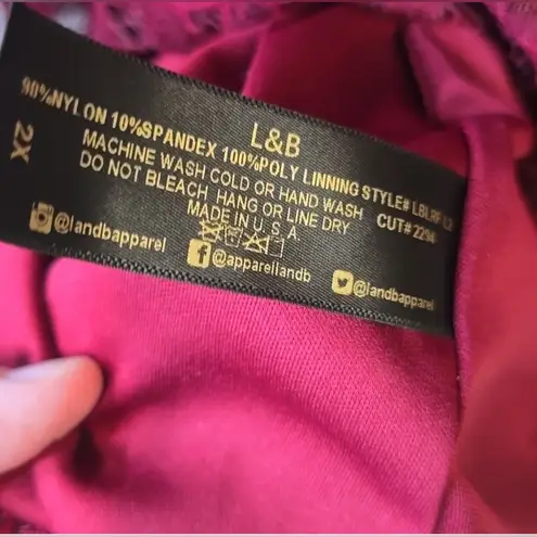 L&B WOMENS LaceTop WITH LINING Burgundy 2X NWT