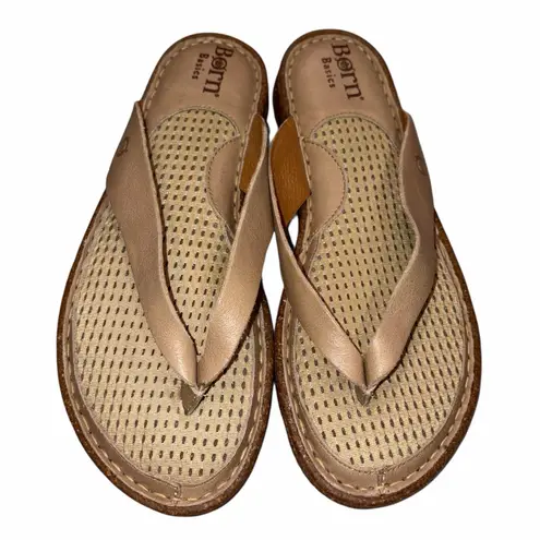 NEW Born Taupe Leather Bora Cushioned Thong Flip Flop Sandals Shoes size 8 39