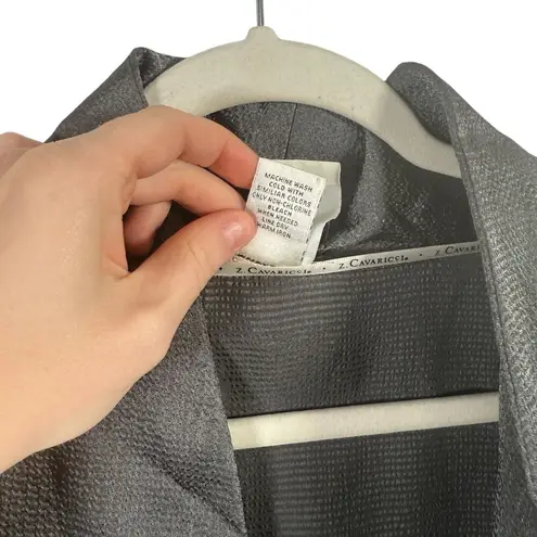 Z Cavaricicci Grey Satin Vest Open Front Tie Waist Womens Plus Size 3x Gray