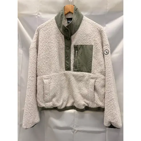 Vuori Cozy Sherpa Popover Women's Sherpa Pullover in Dune Large Fall Winter Cozy