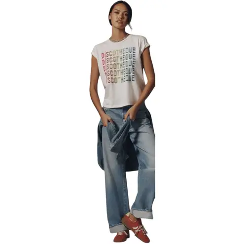 MOTHER The Boxy Goodie Goodie Discotheque White Cotton Tee Shirt Size Small