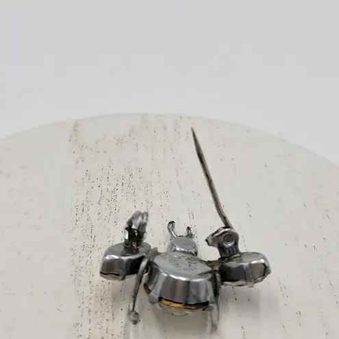 Vintage 1960 Austrian Crystal 3D Bug Brooch Silver Tone Insect Pin