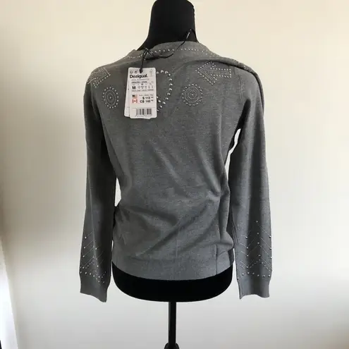 Desigual Womens Sweater S Gray Kensington V-neck Long Sleeve Knit NWT