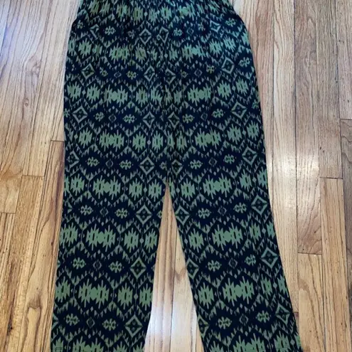 Ny Collection Women’s Black Green Aztec Casual Pants Size XL