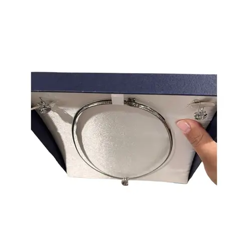 Silver necklace and studded earrings mystic quartz set never worn but tarnished