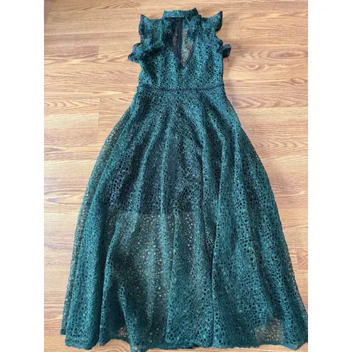 Alexis forest green Eleanora Lace Cap Sleeve Gown size medium