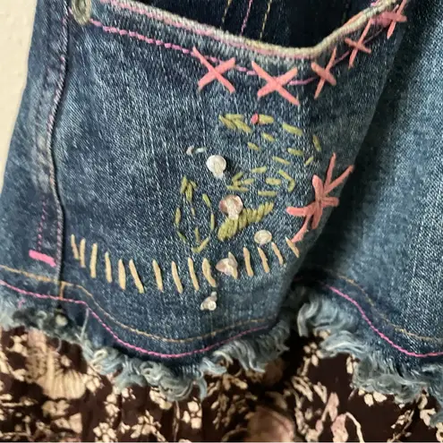 Squeeze Vintage 90s Mixed Media Denim Jean Flowy Midi Skirt Blue Size undefined