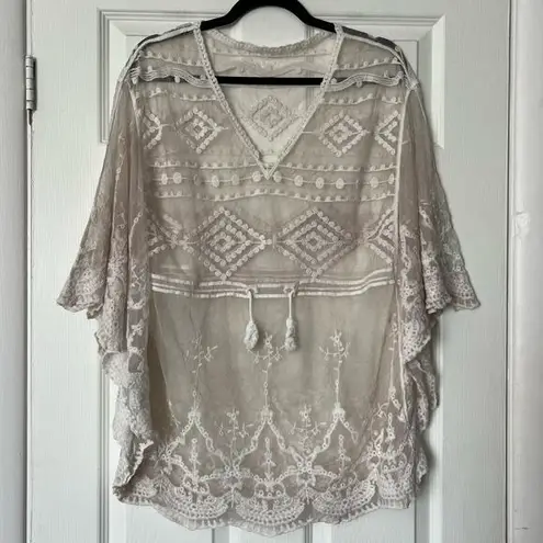 None Mesh Lace Cover-Up - One Size