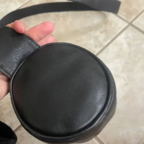 Saddle by Sabina Handbags Black Leather Cylinder Crossbody Bag Braided Flap