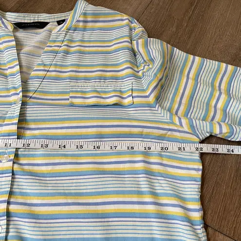 Investments long sleeve 100% silk button up striped blouse Women’s size L