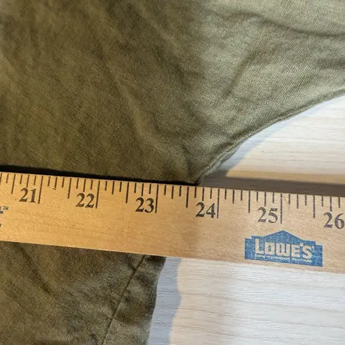 Holding Horses Womens Green 100% Linen LS Button Blouse M Festival Boho Cottage