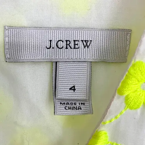 J.Crew  | Size 4 | Neon Floral 100% Cotton Embroidered Tank Top