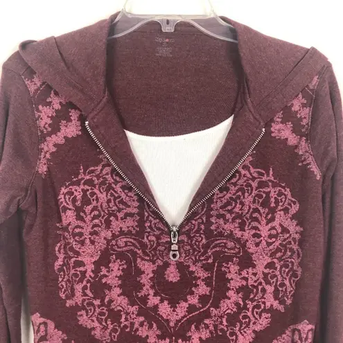 Style & Co . 1/4 Zip Floral Print Pullover Hoodie Size XS