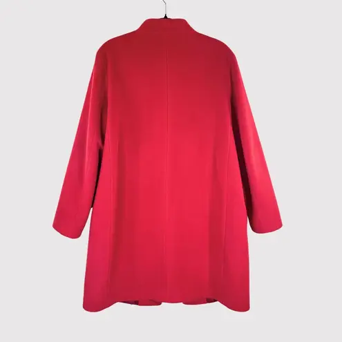 Cinzia Rocca Womens Jacket Red Wool Pea Coat Long Sleeve Italian Designer Large