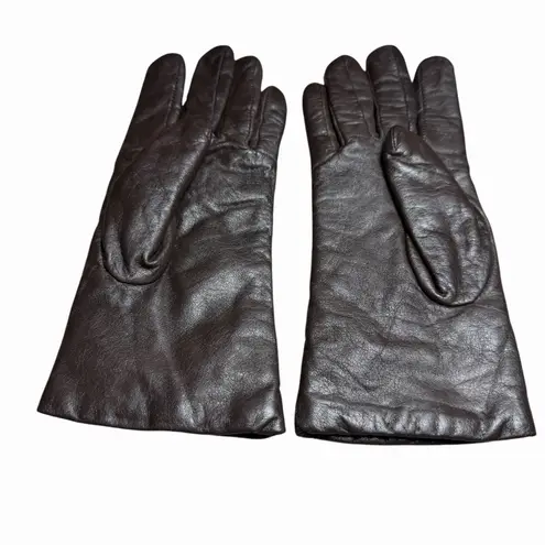 VTG Cashmere WPL 9093 Women's Chocolate Brown Size 7M Leather Gloves Lined