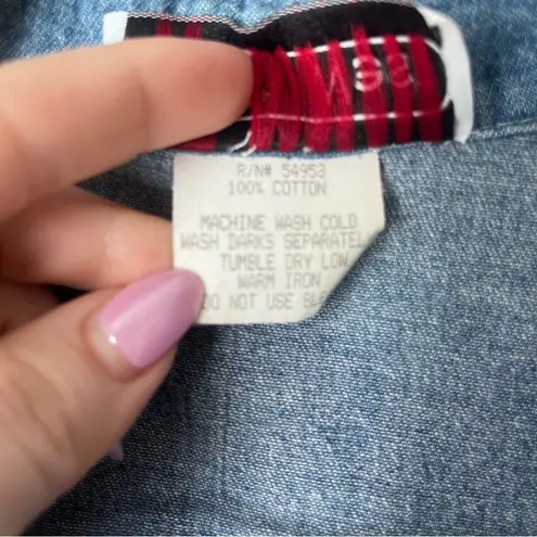 Vintage 90s 8th St. West Denim Black Velvet Studded Oversized Shirt S Blue