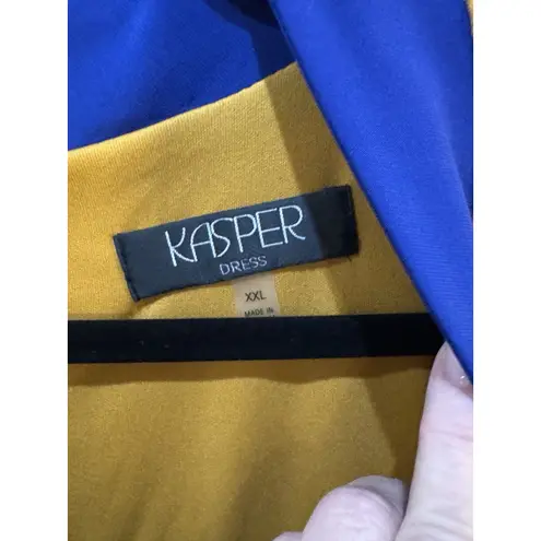 Kasper Womens Gold Colorblock Short Business Faux Wrap Dress XXL