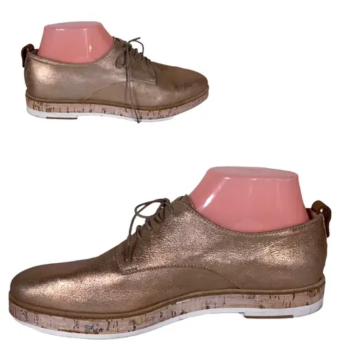 ATTILIO GIUSTI LEOMBRUNI AGL "JULIET" ROSE GOLD METALLIC LOAFERS (38) Pink Size 8