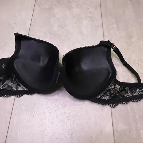 Frederick's of Hollywood NWT Black Diana Floral Lace Push Up Bra 34C Plunge