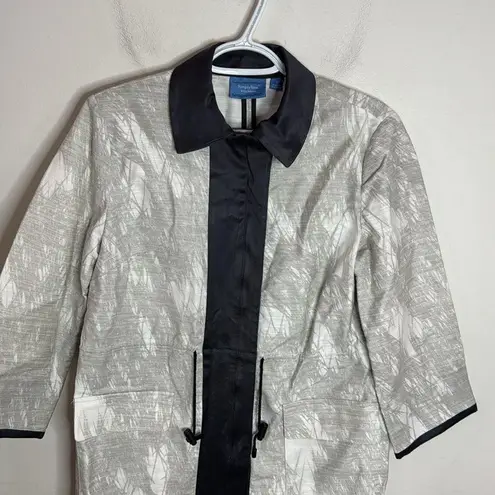 Simply Vera, Vera Wang Simply Vera Vera Wang kimono Coat Drawstring Waist Full Zip Gray, Black Trim S