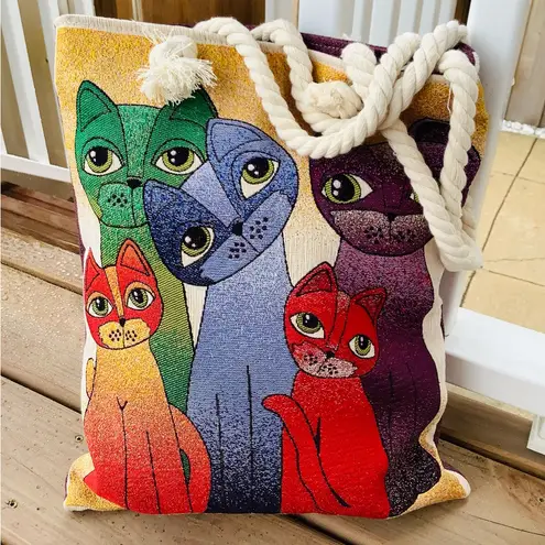 Cat print tote